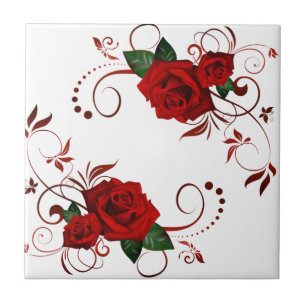 Azulejo Rojo Floral Cerámico