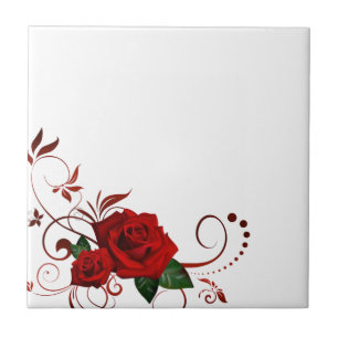 Azulejo Rojo Floral Cerámico