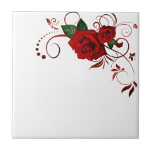 Rojo Floral de mosaico cerámico
