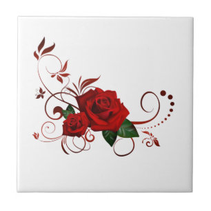 Azulejo Rojo Floral de mosaico cerámico