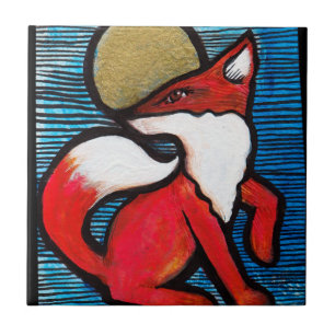 Azulejo Rojo Fox Full Moon Loyal Foxes MoonChild