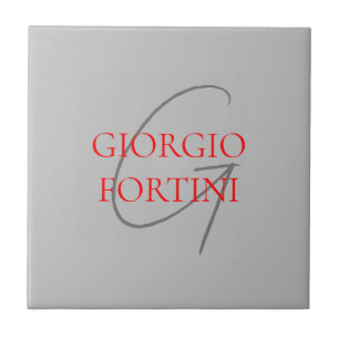 Azulejo Rojo gris su nombre Monograma inicial moderno
