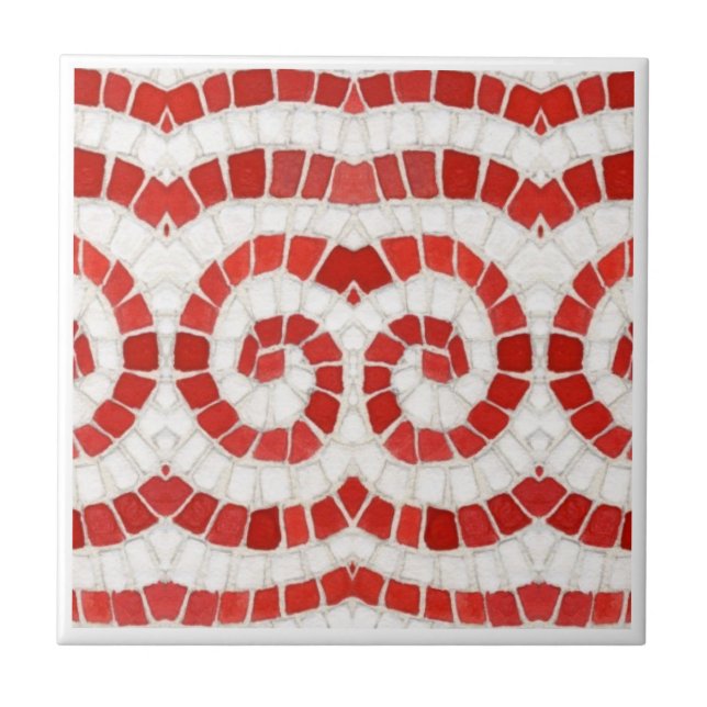 Azulejo ROJO IONIC MOSAIC 4.25" Tile cerámico cuadrado (Frente)