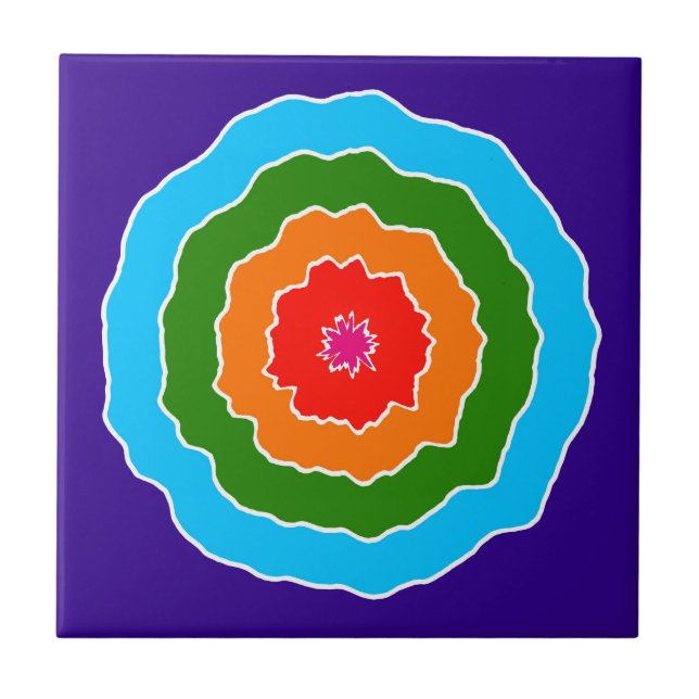 Azulejo Rojo Naranja Verde Azul Púrpura (Frente)