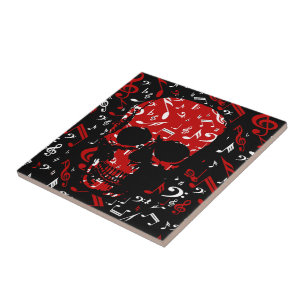 Azulejo Rojo negro anota el cráneo