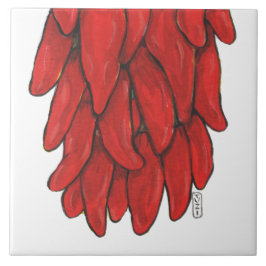 Azulejo Rojo Suroeste Chile Chili Ristra Mural abajo mosai