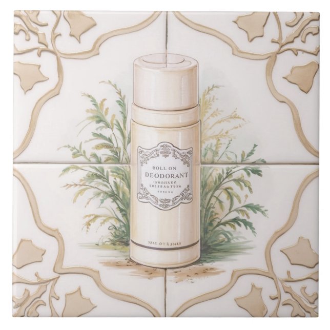 Azulejo Rollo blanco y dorado en cuarto de baño divertido  (Frente)