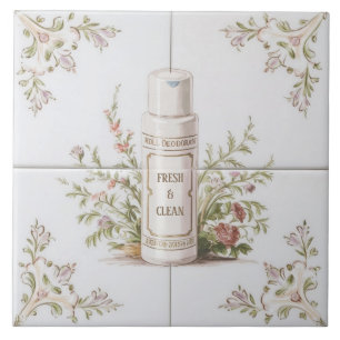 Azulejo Rollo floral blanco en el cuarto de baño divertido