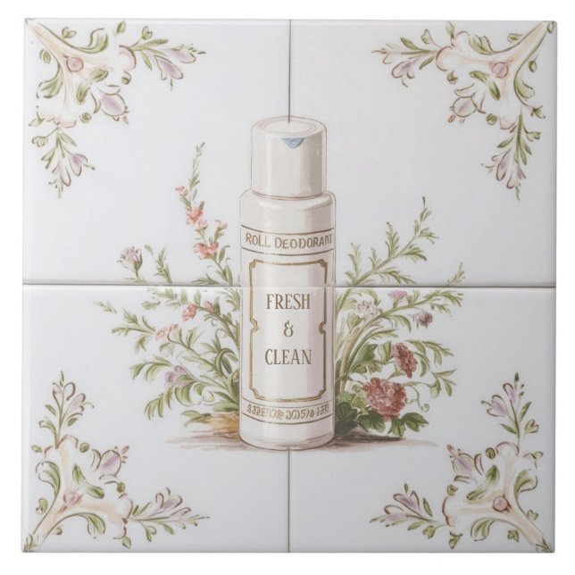 Azulejo Rollo floral blanco en el cuarto de baño divertido (Frente)