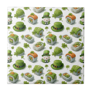 Azulejo Rollos de Sushi del Día de San Patricio & Trébol d