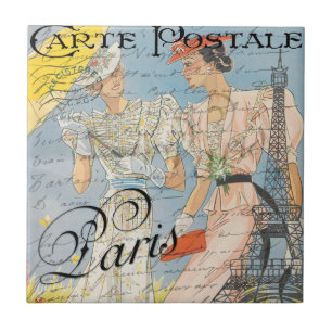 Azulejo Romance de la Torre Eiffel, Sueños Vintage Parisin