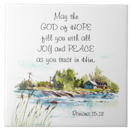 Azulejo Romanos 15:13 Dios de Esperanza Biblia Cristiana V