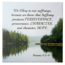 Azulejo Romanos 5:3-4 Gloria en nuestros padecimientos en 