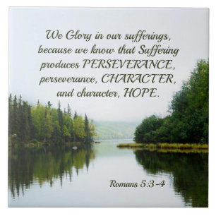Azulejo Romanos 5:3-4 Gloria en nuestros padecimientos en 
