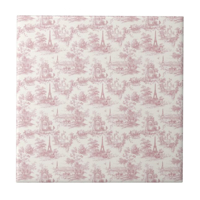 Azulejo Romantic Pink French Toile Countryside Pattern (3) (Frente)