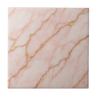 Azulejo Romantic Pink & Gold Marble Effect Ceramic Tile