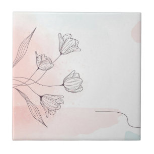 Azulejo Romántica acuarela Floral Decoración elegante