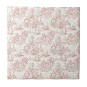 Azulejo Romántico patrón de toile francés de color rosa ca