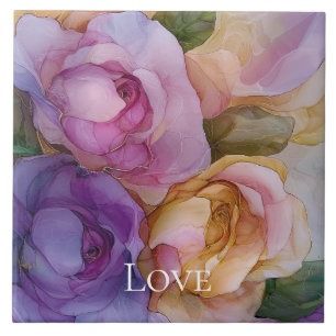 Azulejo Romántico Purple Oro Rosa Floral Amor