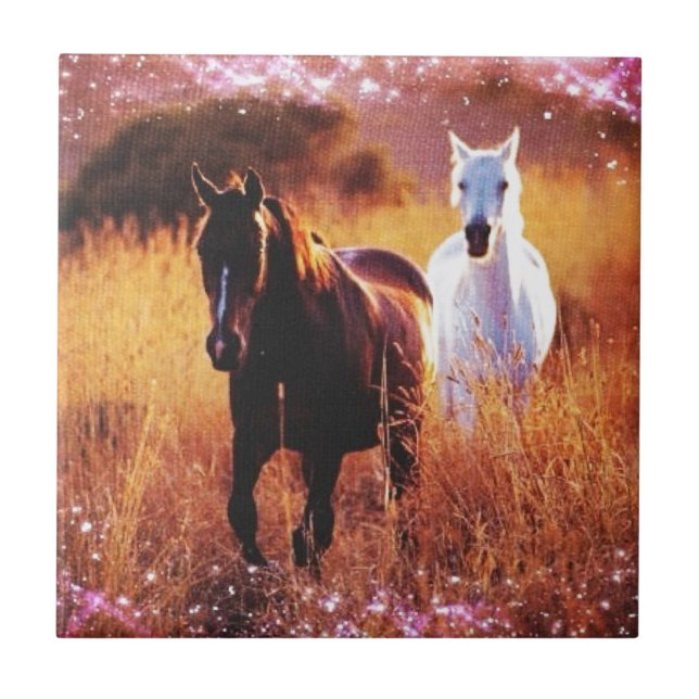 Azulejo Romántico Sunset Western País Galloping Hornos (Frente)