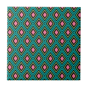 Azulejo Rombo Rainbow Pastel Geométrico Negro Rosa Azul