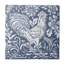Rooster Blue White Botanft Delft Denim Ceramic T