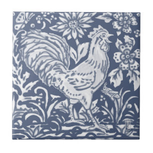 Azulejo Rooster Blue White Botanft Delft Denim Ceramic T