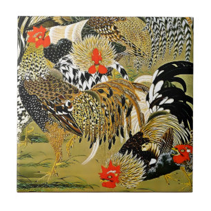 Azulejo Roosters de pollos japoneses ventilados
