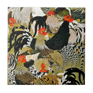 Azulejo Roosters de pollos japoneses ventilados