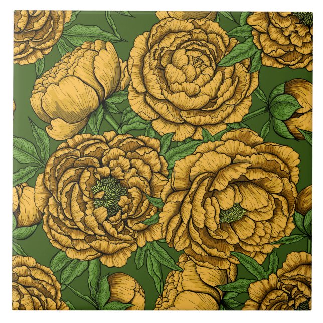 Azulejo Ropa de peonía amarilla (Frente)