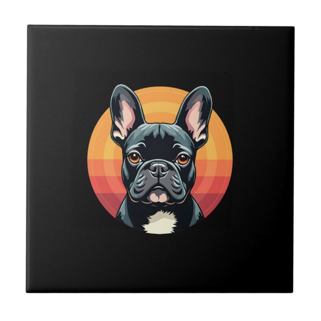 Azulejo Ropa divertida de Bulldog Francés con estilo retro (Frente)