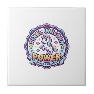 Azulejo Ropa lista para POD de poder de unicornio pixel de