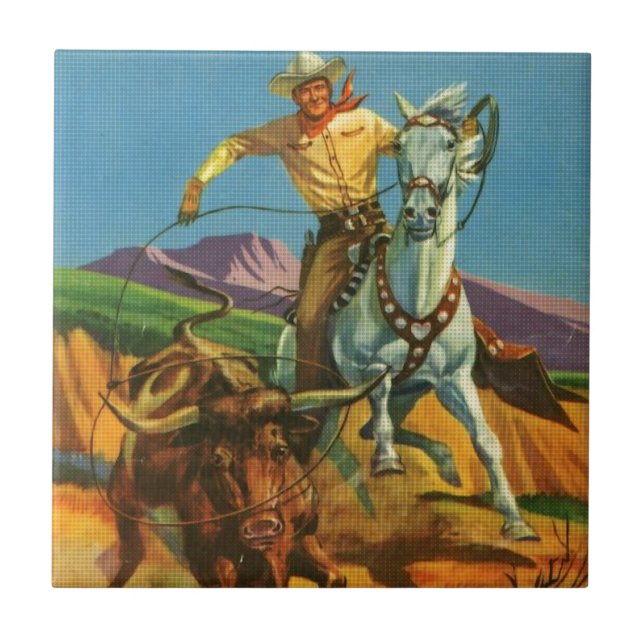 Azulejo Roping un buey (Frente)