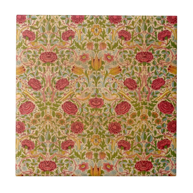 Azulejo Rosa, 1883 por William Morris (Frente)