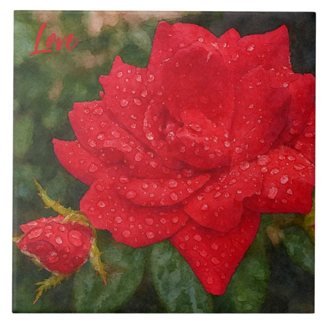 Azulejo Rosa al acuarela (Frente)