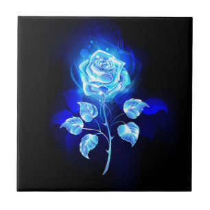 Azulejo Rosa azul en llamas