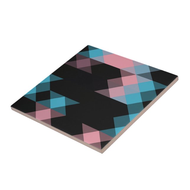 Azulejo rosa azul y geométrico negro (Lado)