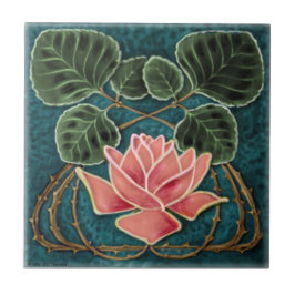 Azulejo Rosa de Art Nouveau Rosa Jugendstil Repro c1900