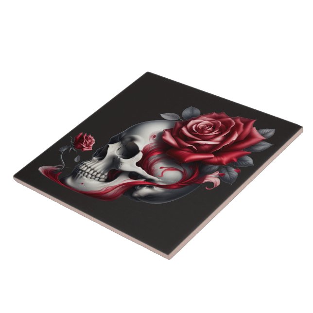 Azulejo Rosa de cráneo gótico  (Lado)