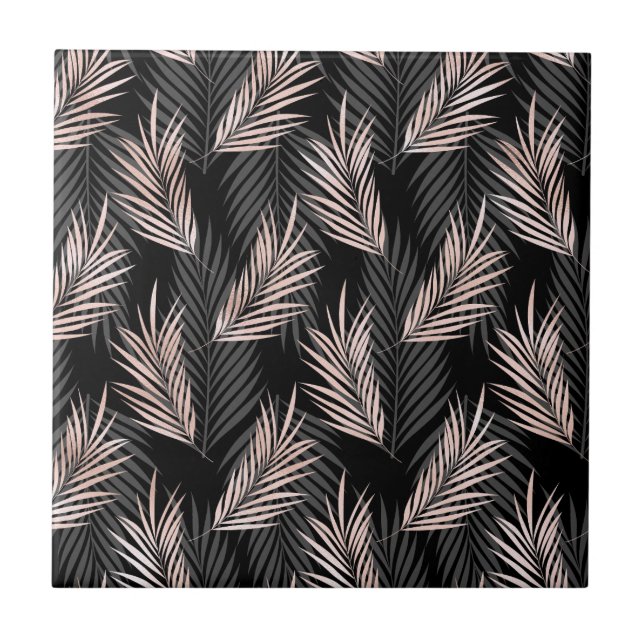 Azulejo Rosa de hojas doradas Caribe tropical natural (Frente)