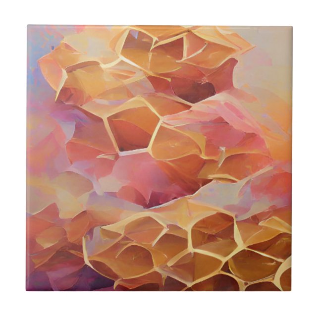 Azulejo Rosa de oro de honeycomb geometría abstracta arte  (Frente)