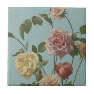 Azulejo Rosa de té de época y Rosas de Rubor