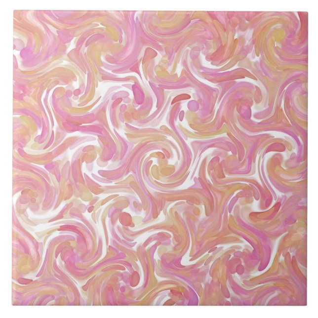 Azulejo Rosa Desierto Swirl Cerámica Tile (Frente)