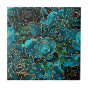 Azulejo Rosa Dorada Vintage Teñido Glitter Glam Boho Flora