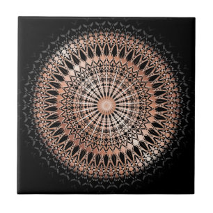Azulejo Rosa Dorado Mandala Negro