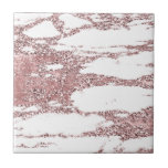 Azulejo Rosa dorado mármol brillo purpurina rubor<br><div class="desc">azulejo personalizado</div>