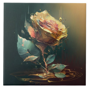 Azulejo Rosa eterno - Delicado y elegante arte floral