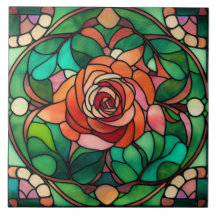 Rosa floral con estilo de cristal manchado