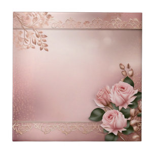 Azulejo Rosa floral Oro Botánico