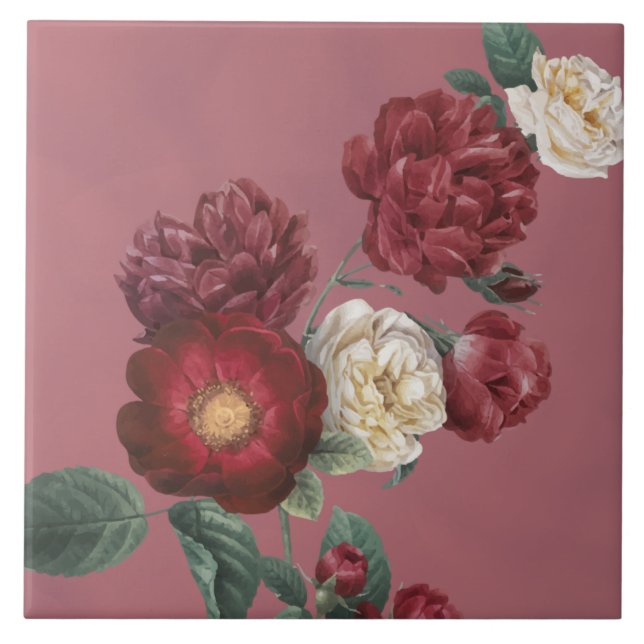 Azulejo Rosa floral vintage floral  (Frente)